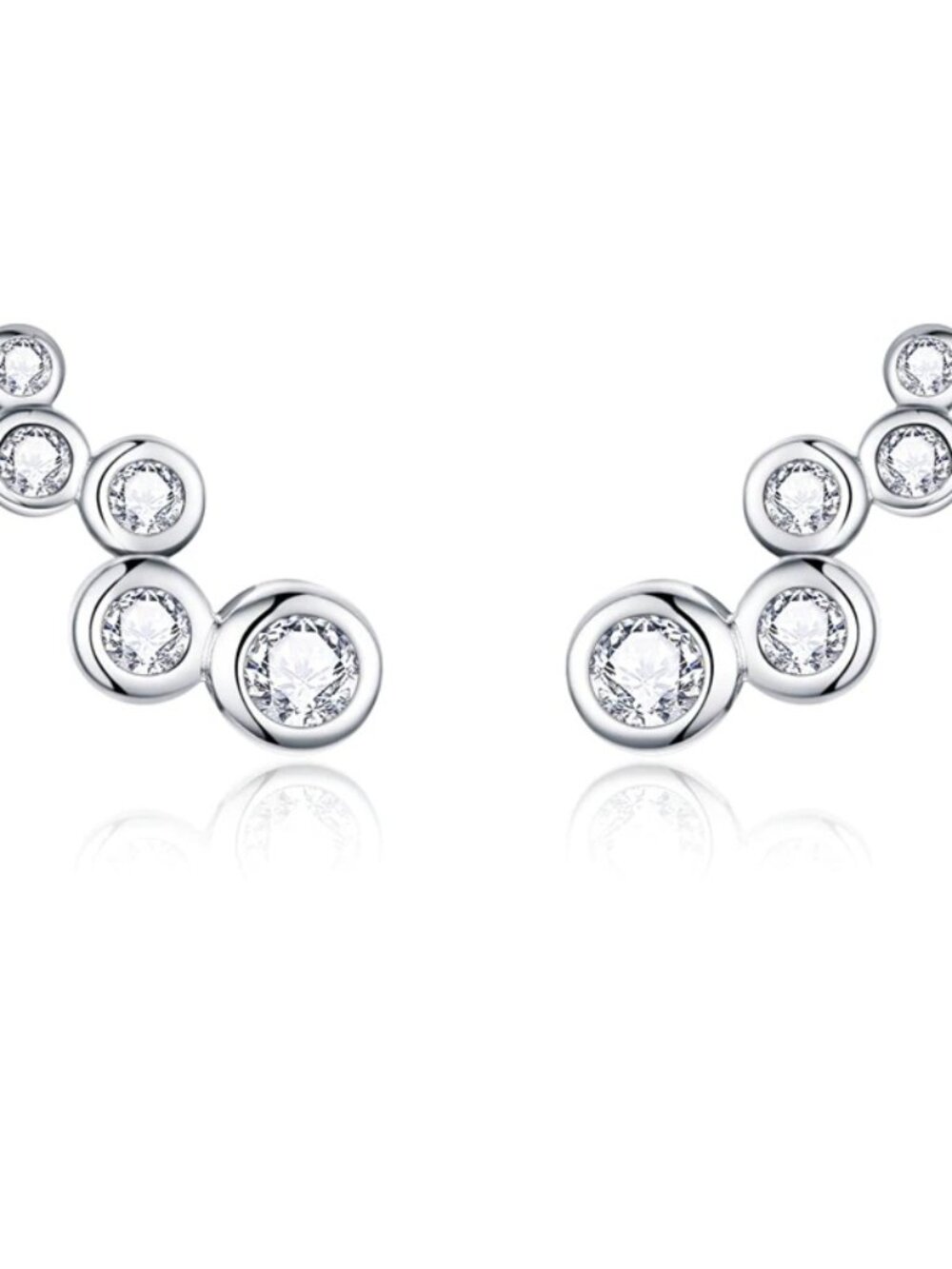 Unique 925 Silver Plated White CZ Stud Earrings For Women, FB16FA1167 - Picture 1 of 3